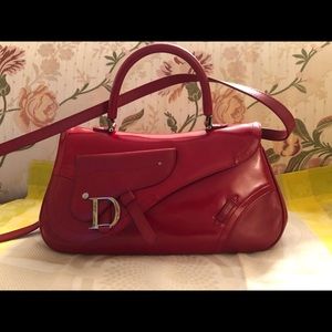 CHRISTIAN DIOR RED SADDLE BAG